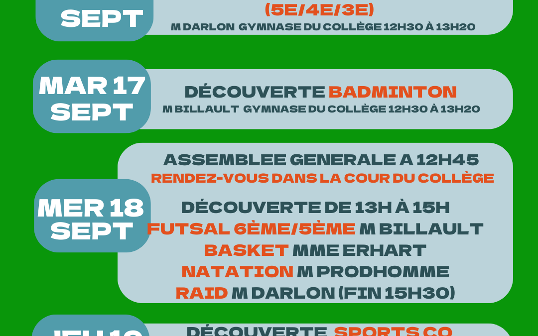 Découverte de l’Association Sportive 2024-2025